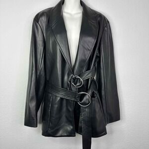 Eudon Choi Jacket 14 Black Faux Leather Trench Goth Minimalist Moto Designer